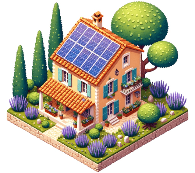 Maison avec panneaux solaires