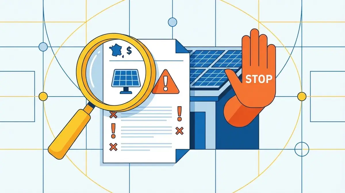 Illustration représentant la protection contre les arnaques aux panneaux solaires